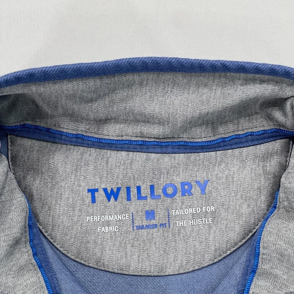 Twillory 1/4 Zip Tailored Fit Sweater Mens Medium Blue Pullover Performance Golf